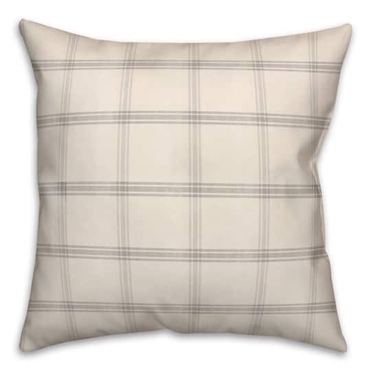 Gray Plaid Linen Throw Pillow